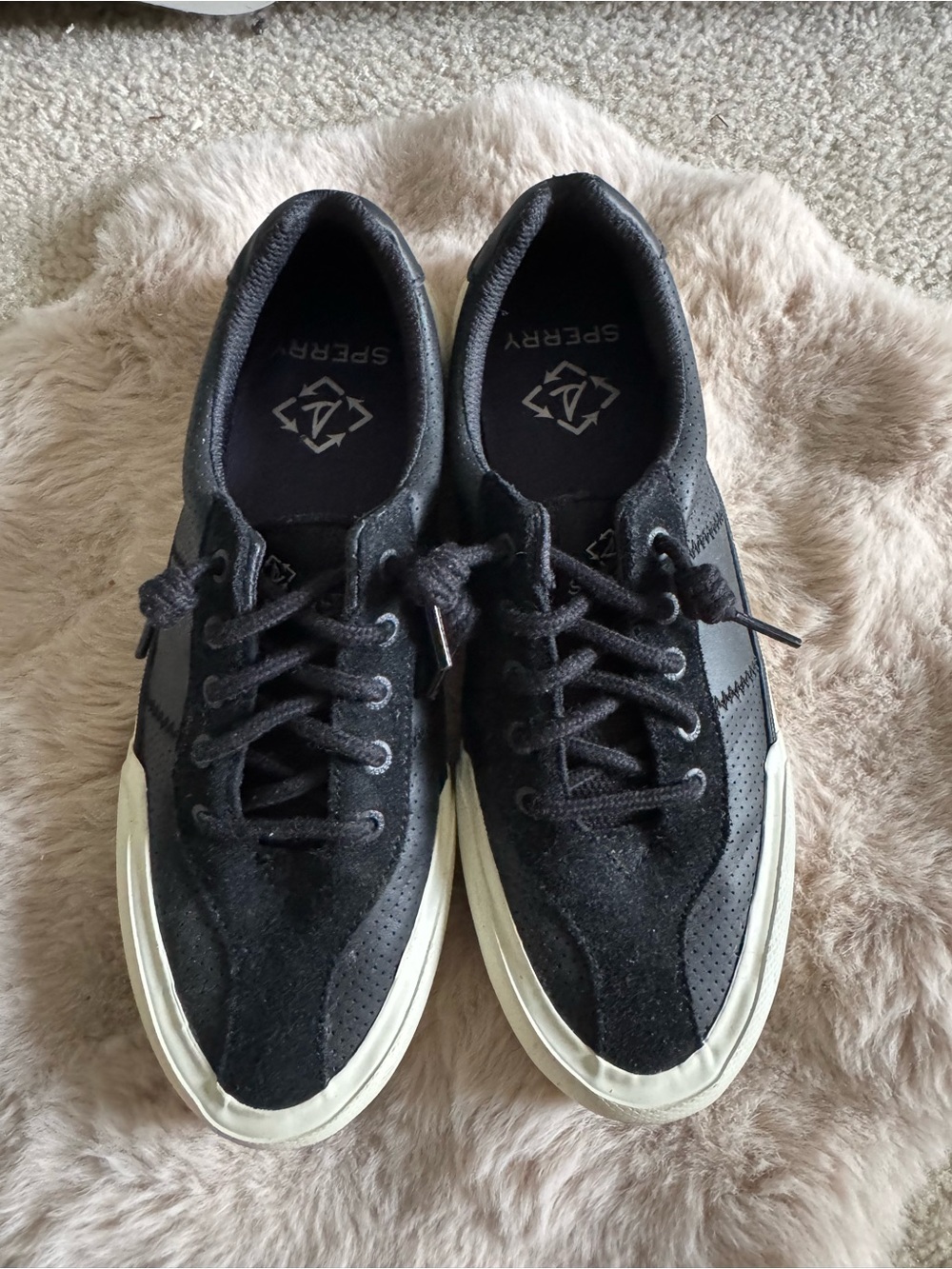 Sperry Women’s Soletide Racy Black Sneakers with White Sole